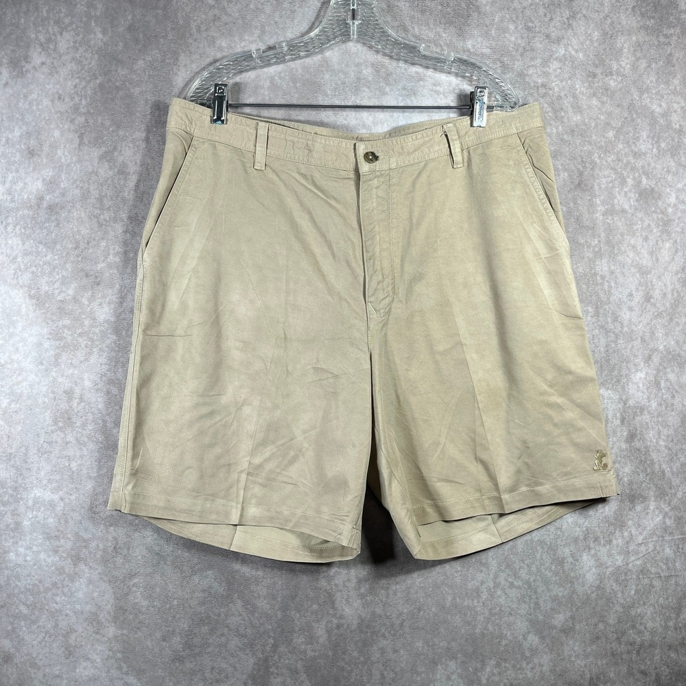 Disney Parks Mickey Mouse Shorts Mens Size 40‎ Tan Chino Khaki Flat Front Travel